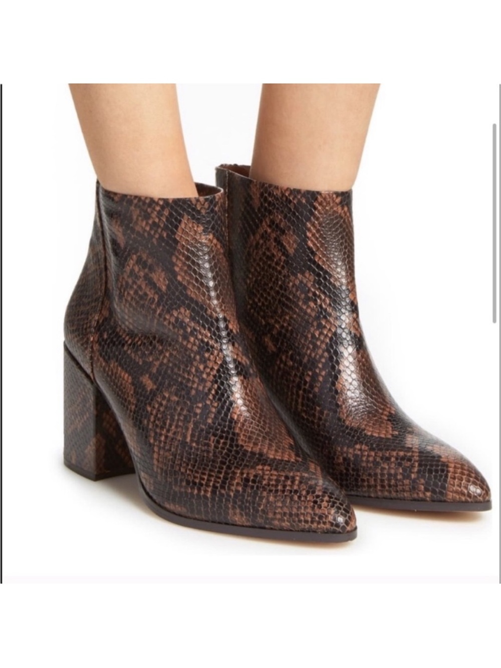 Steve Madden Jillian Snake Skin Boots Block Heel Booties Size 8.5